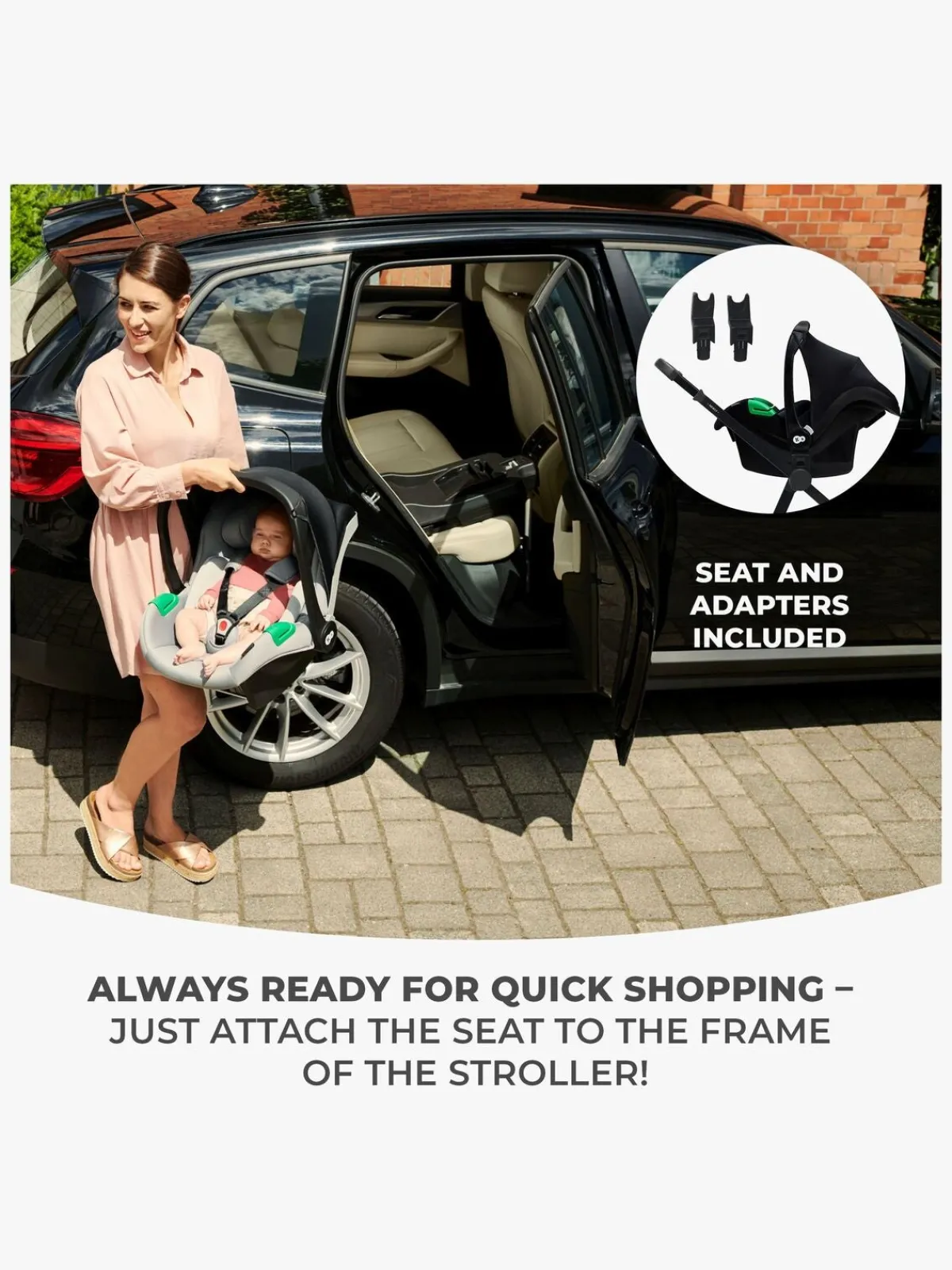 Kinderkraft Duo- & Kombivogne*3-i-1 NEWLY Kombivogn Travelsystem, Classic Black Sort