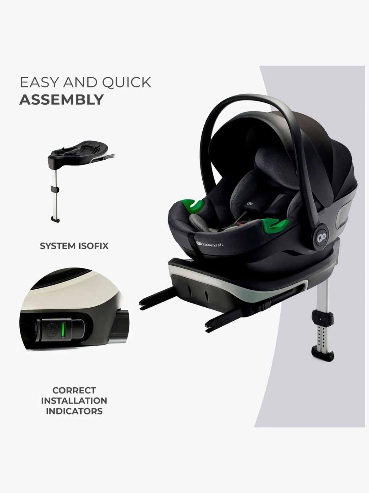 Kinderkraft Autostole 0-13 Kg>I-CARE i-Size Autostol Baby, Cool Grey