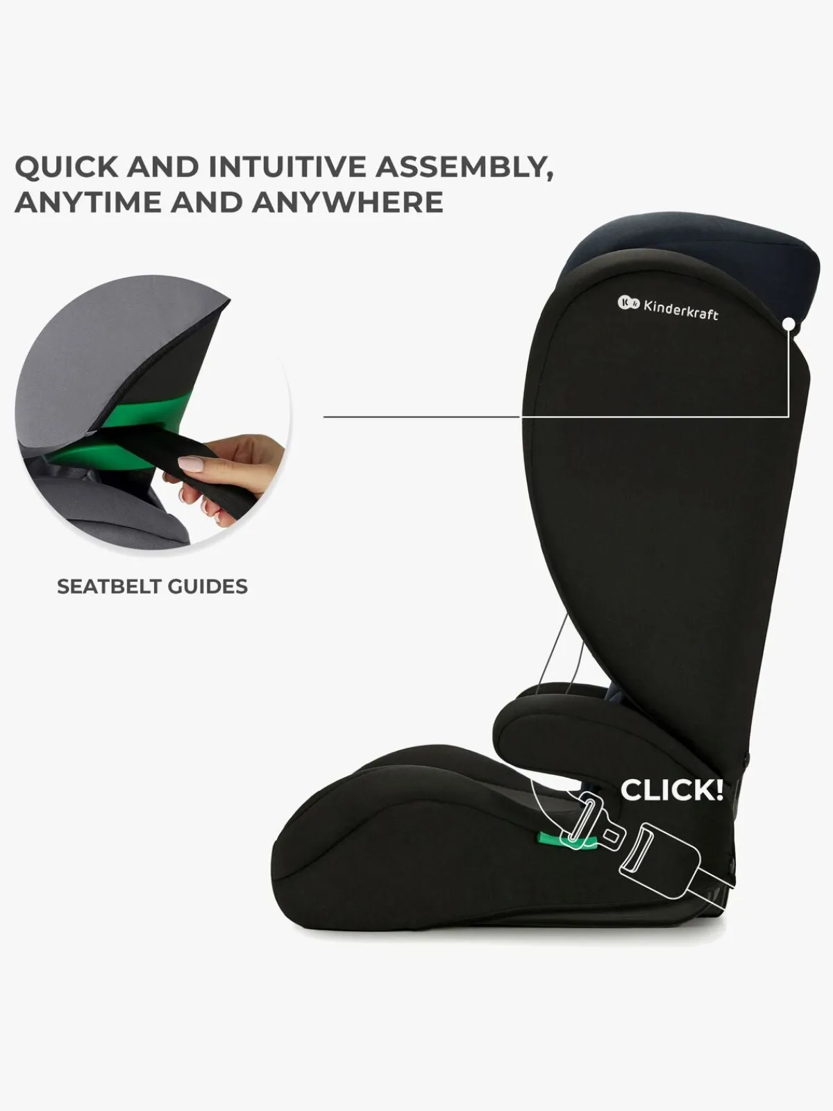 Kinderkraft Autostole 15-36 Kg*I-SPARK i-Size Autostol, Black Sort