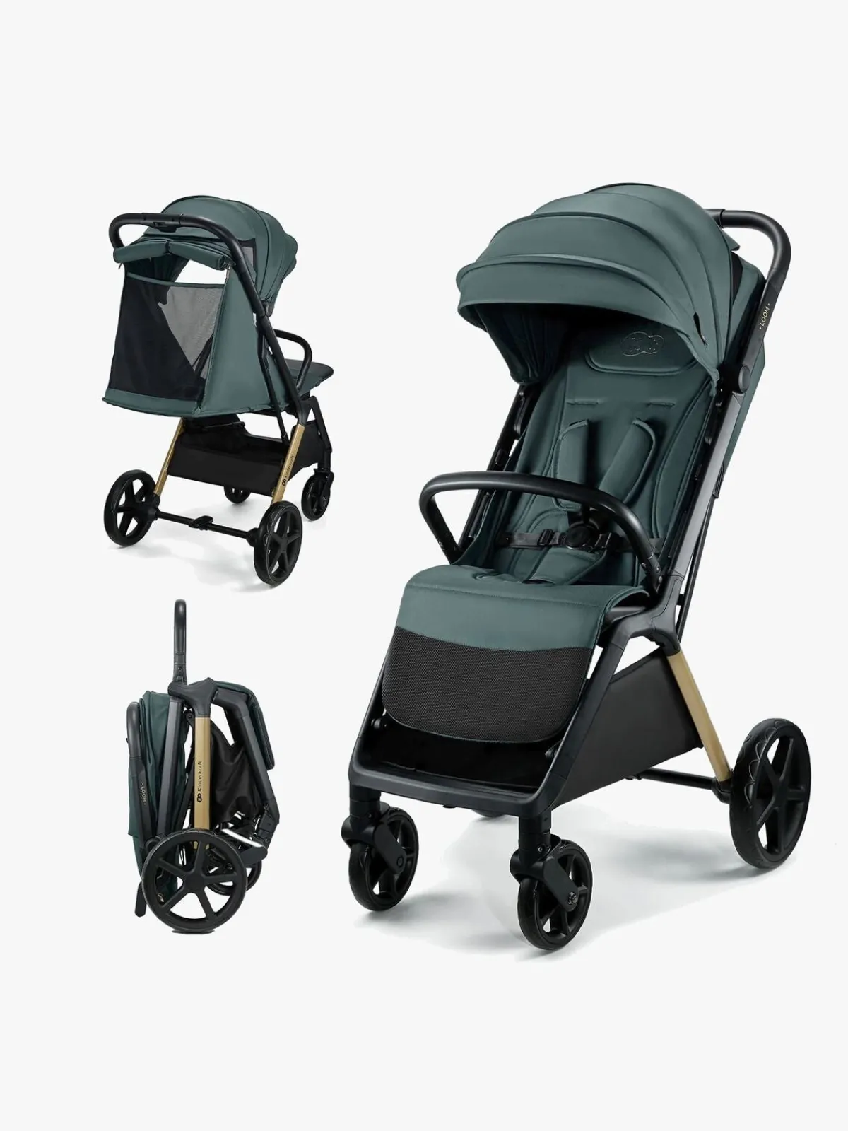 Kinderkraft Rejseklapvogne*Loom Klapvogn, Jade Green Grøn