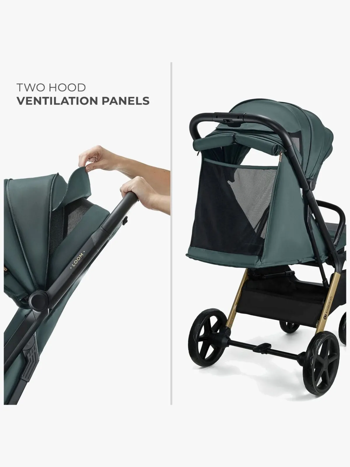 Kinderkraft Rejseklapvogne*Loom Klapvogn, Jade Green Grøn