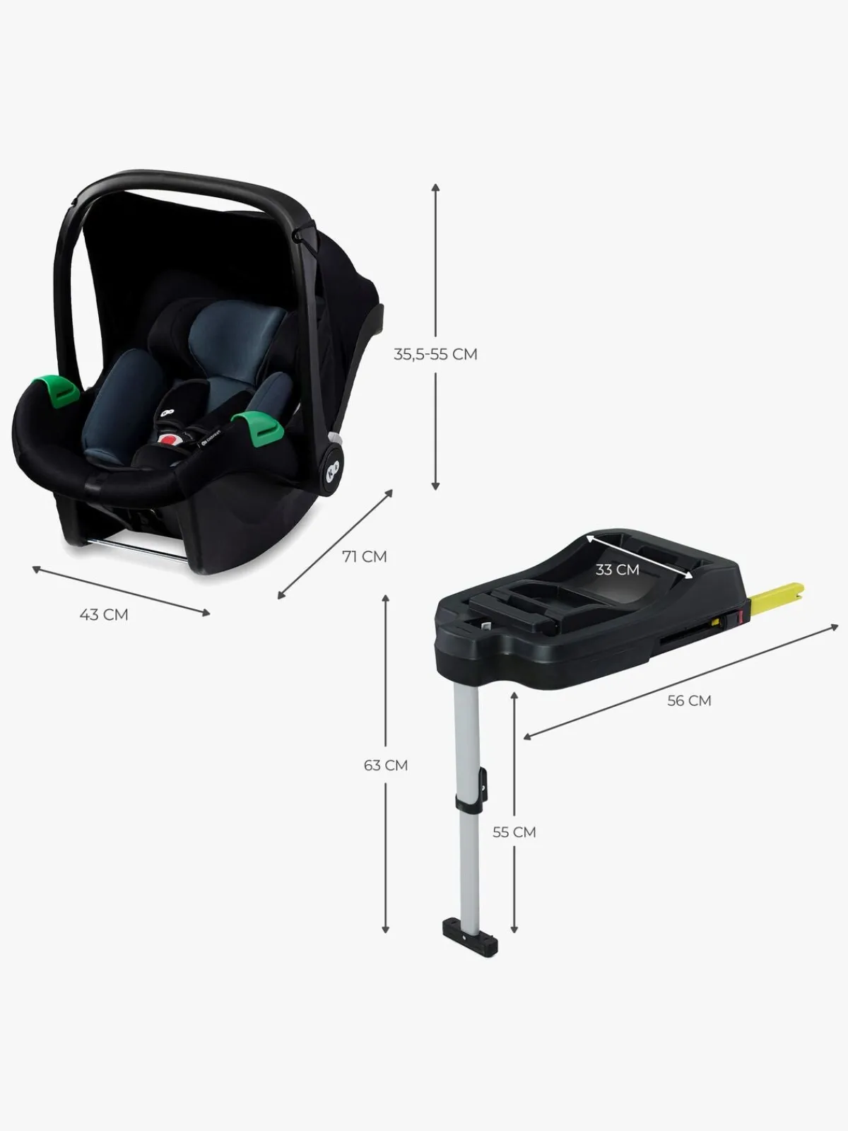 Kinderkraft Autostole 0-13 Kg*MINK PRO i-Size Autostol Baby inkl MINK FX Base, Black