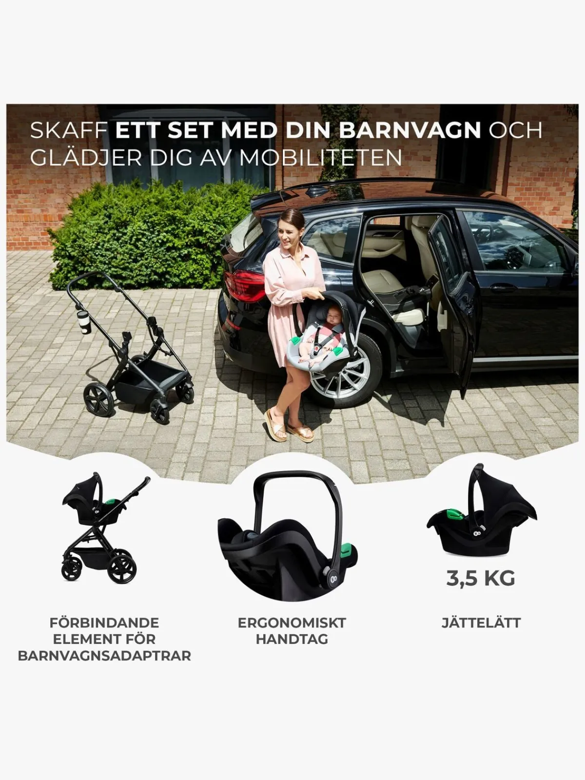 Kinderkraft Autostole 0-13 Kg*MINK PRO i-Size Autostol Baby inkl MINK FX Base, Black