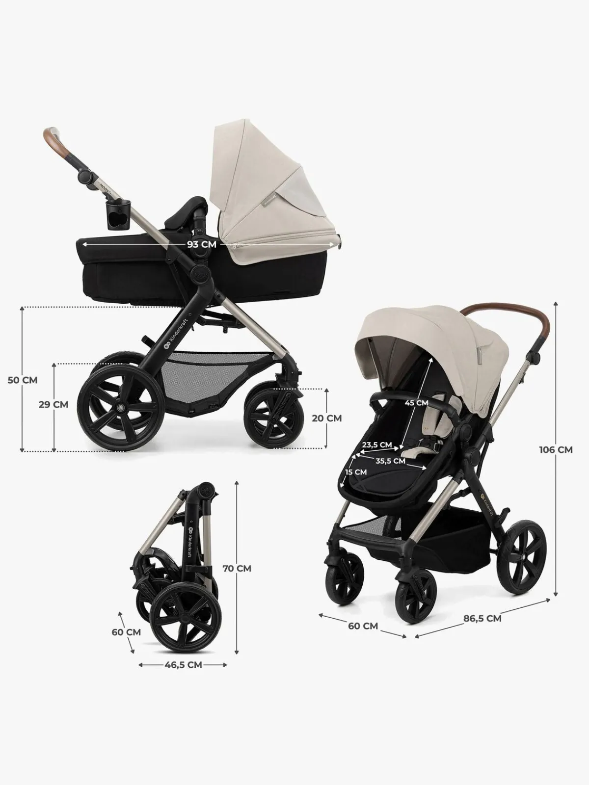 Kinderkraft MOOV 2 4-in-1 Duovogn, Moonlight Grey