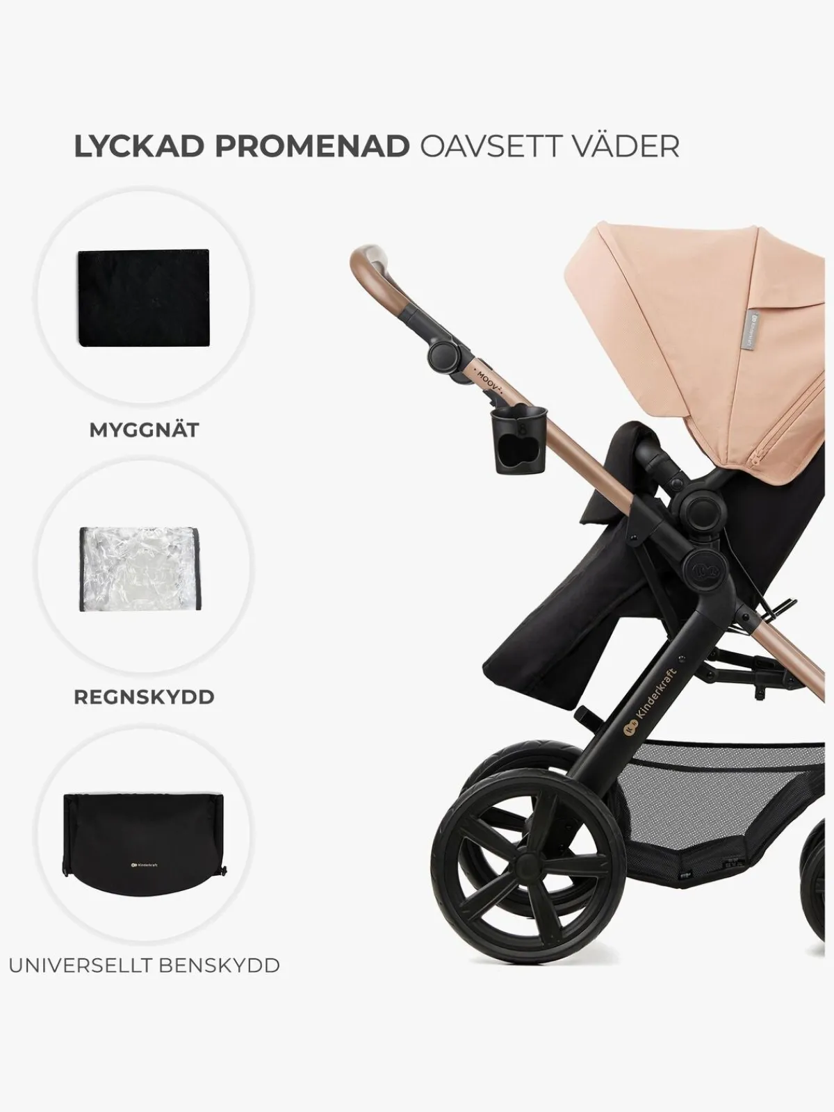 Kinderkraft MOOV 2 3-in-1 Kombivogn, Sand