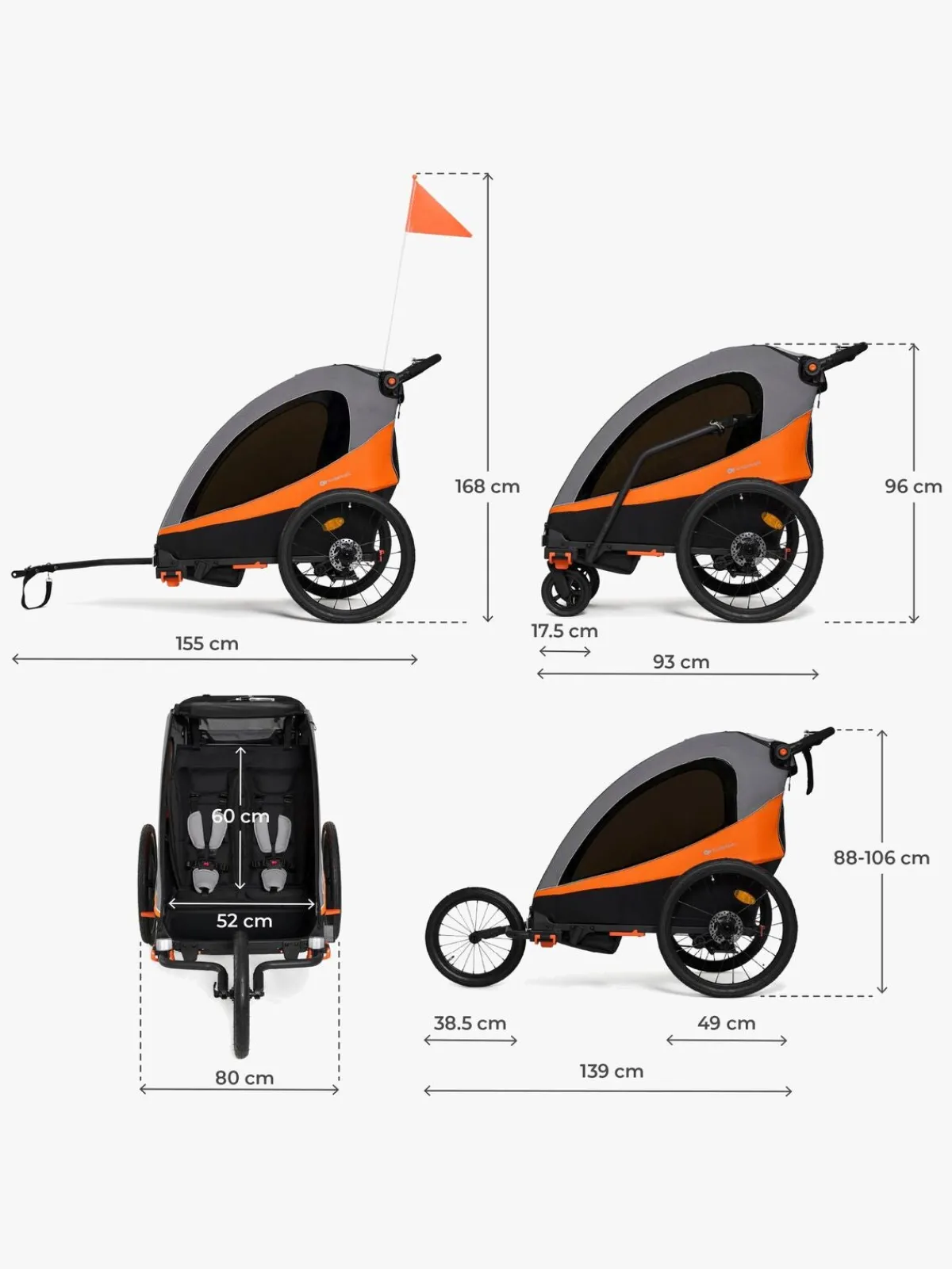 Kinderkraft Aktivitetsvogne*Nava Cykelanhænger, Sunny Orange