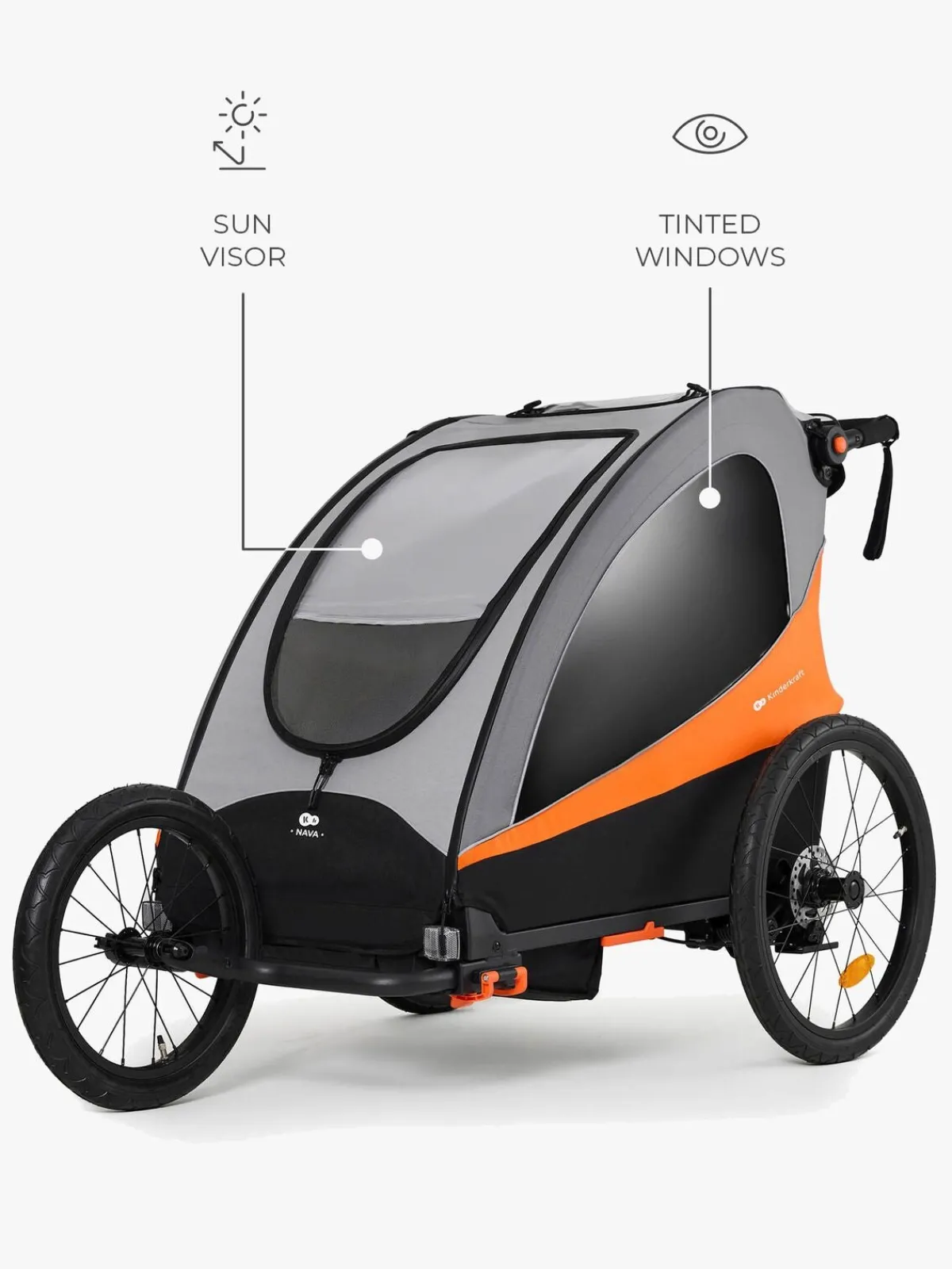 Kinderkraft Aktivitetsvogne*Nava Cykelanhænger, Sunny Orange