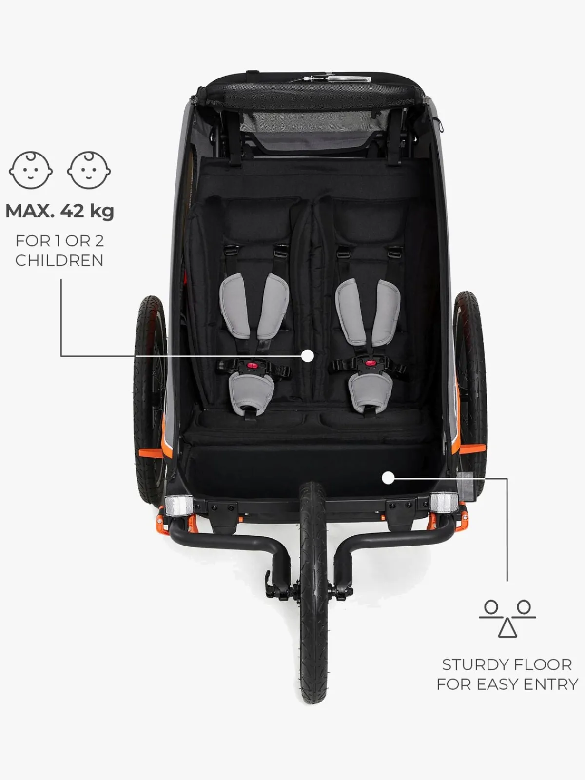 Kinderkraft Aktivitetsvogne*Nava Cykelanhænger, Sunny Orange