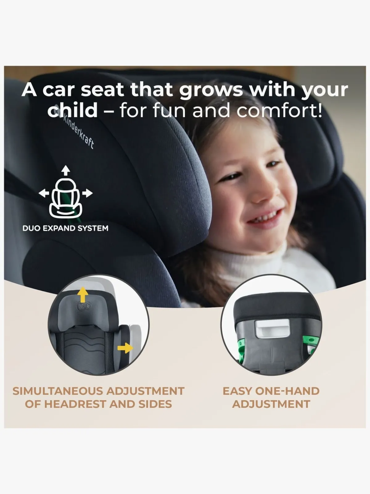 Kinderkraft Autostole 15-36 Kg*XPAND 2 i-Size Autostol, Graphite Black Sort