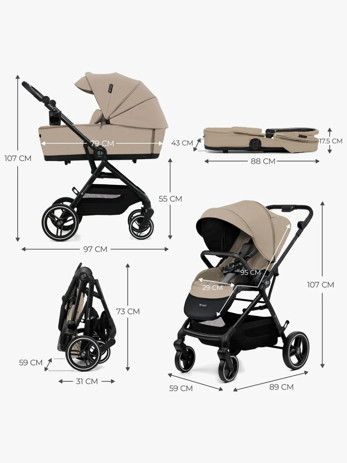 Kinderkraft YOXI 2-in-1 Duovogn, Sand