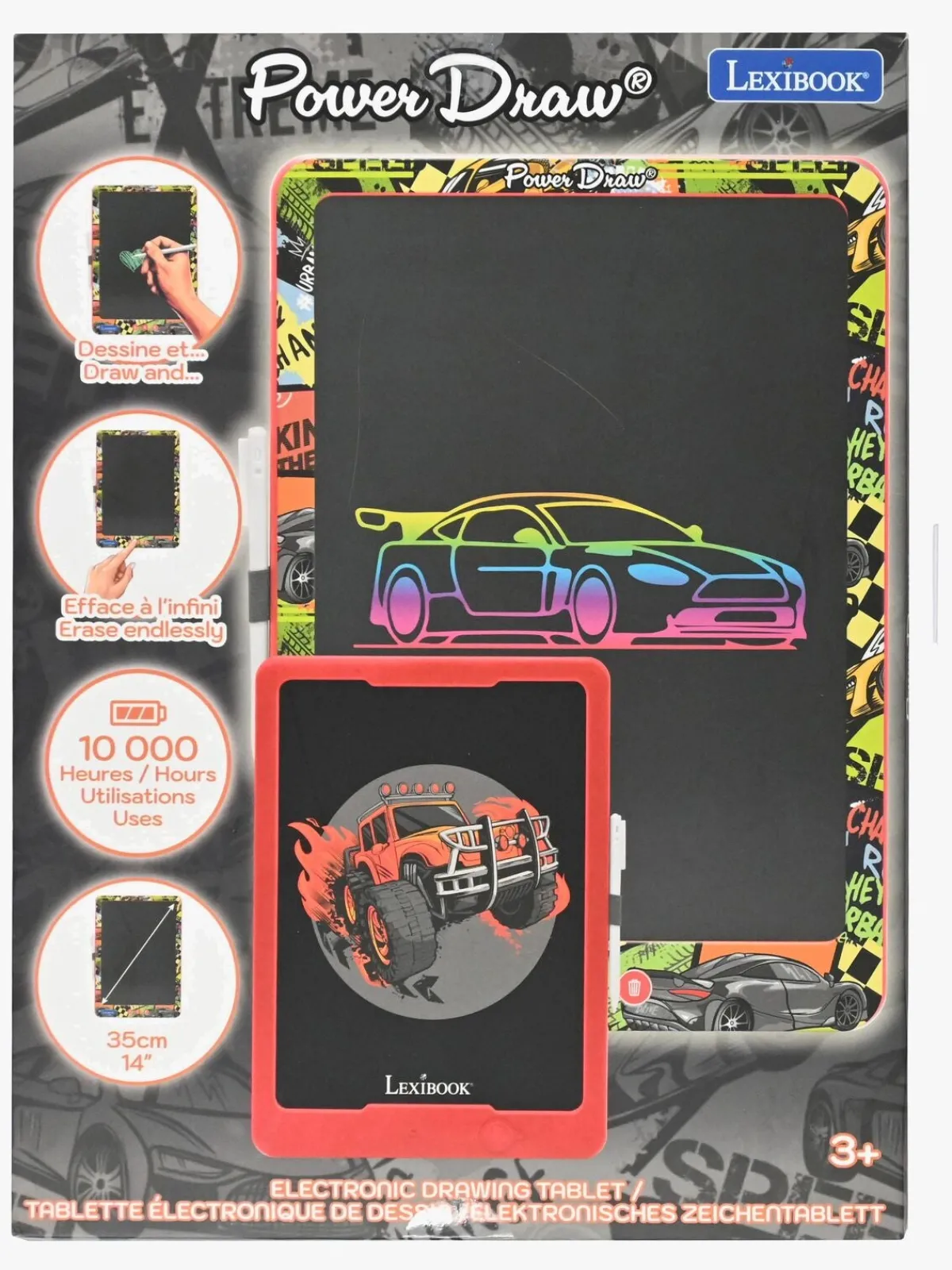 Lexibook Kreativt Legetøj*Flerfarvet E-Ink Tegnetablet med Stenciler 14 Tommer