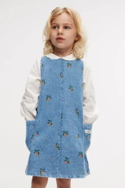Børn Liewood Angelica Denim Kjole, Peach/Light Blue Denim