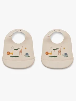 Liewood Tilda Hagesmæk med Tryk Silikone 2-pak, Safari/Sandy