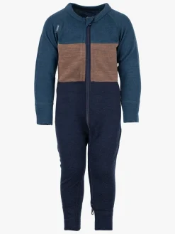 Børn Lindberg Undertøj|Uldtøj>Bamboo Merino Skiundertøj Flyverdragt, Blue/Navy