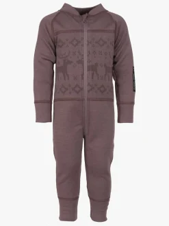 Børn Lindberg Kåbdalis Merino Termoundertøjs-heldragt Merinomix, Dusty Mauve