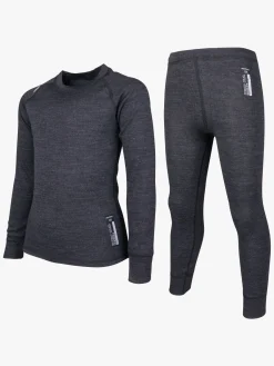 Børn Lindberg Merino Skiundertøj JR Merinomix, Black Melange