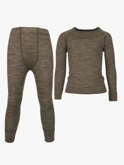 Børn Lindberg Rib Merino Skiundertøj Merinould, Potato