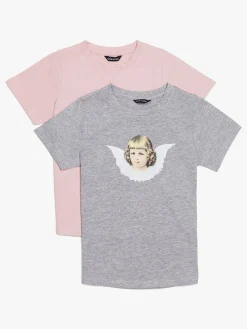 LucaLola Overdele*Luca & Lola Angel Top 2-pak, Grey Melange Lyserød/Grå