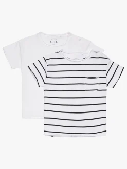 LucaLola Overdele*Luca & Lola Ettore T-Shirt 2-pack, White/Stripes Hvid