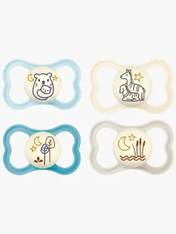 MAM Sutter & Suttesnore*Air Night Silikone Sutter 6-16m 4-pak, Blå/Neutral