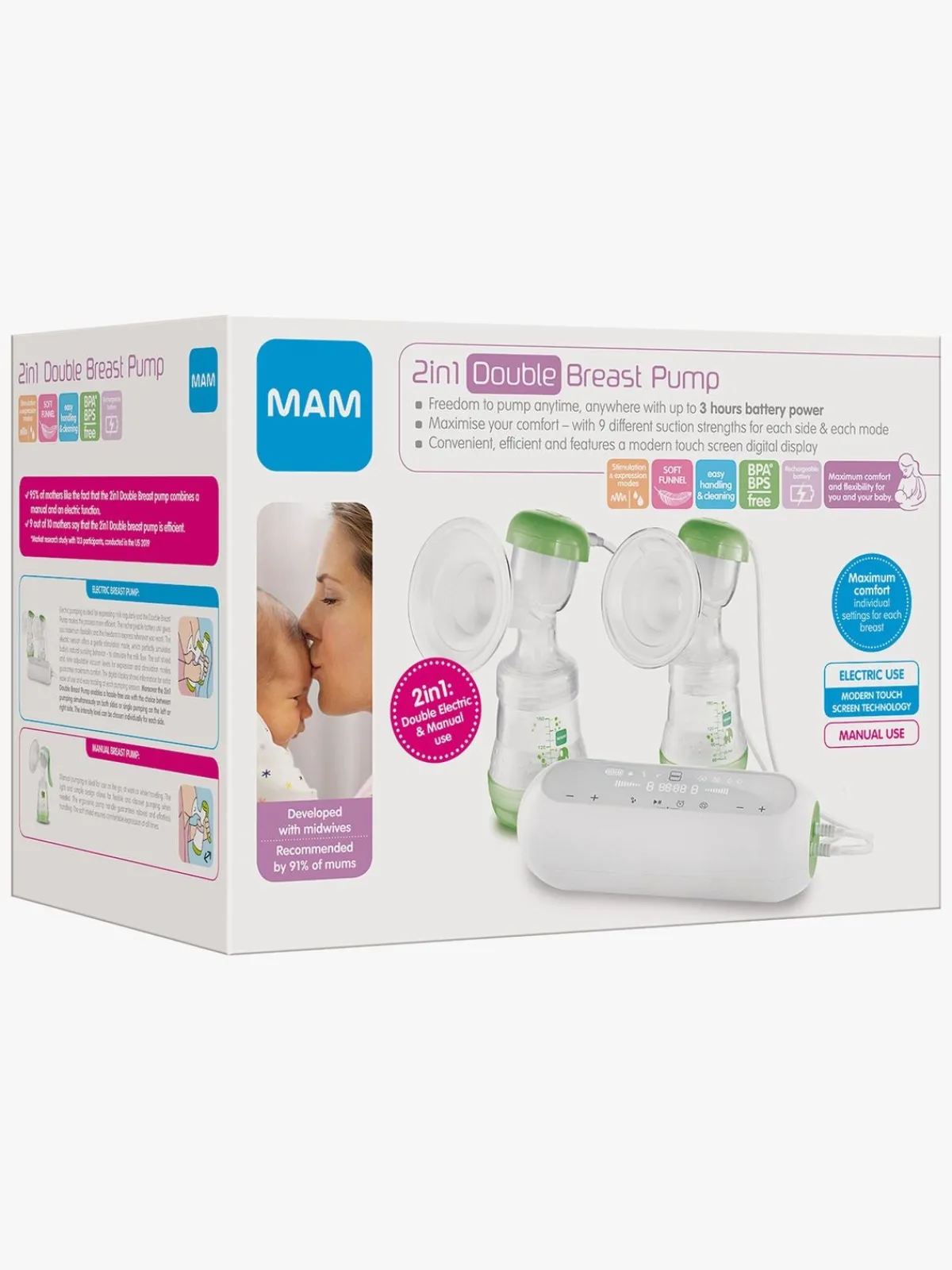 MAM Amning>2-in-1 Elektrisk Brystpumpe Dobbelt