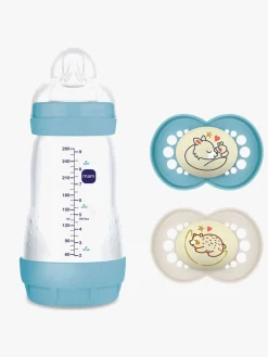 MAM Spisetid>Original Night Silikone Sutter 2-pak & Easy Start Sutteflaske Anti-kolik 260 ml, Blå