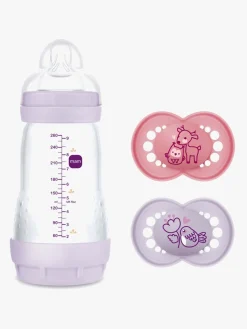 MAM Spisetid>Original Silikone Sut 16-36 mdr. 2-pak & Easy Start Sutteflaske Anti-Kolik 260 ml, Lyserød