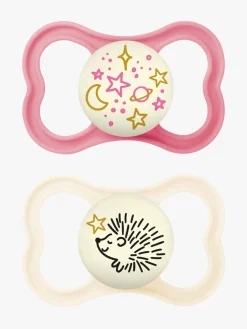 MAM Sutter & Suttesnore*Supreme Night Silikone Sutter 6-16m 2-pak, Pink/Neutral