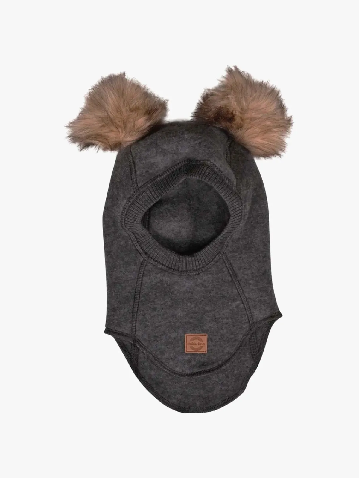 MikkLine Tilbehør|Uldtøj*Mikk-Line Elefanthue Merinould med Pomponer, Anthracite Melange