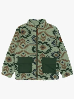 Børn MikkLine Fleecetøj>Mikk-Line Teddy-jakke, Balsam Green