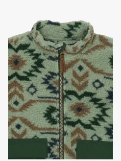 Børn MikkLine Fleecetøj></noscript>Mikk-Line Teddy-jakke, Balsam Green