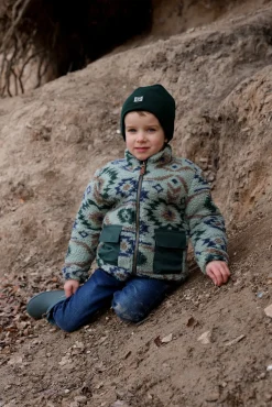 Børn MikkLine Fleecetøj></noscript>Mikk-Line Teddy-jakke, Balsam Green