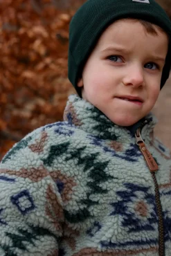 Børn MikkLine Fleecetøj></noscript>Mikk-Line Teddy-jakke, Balsam Green