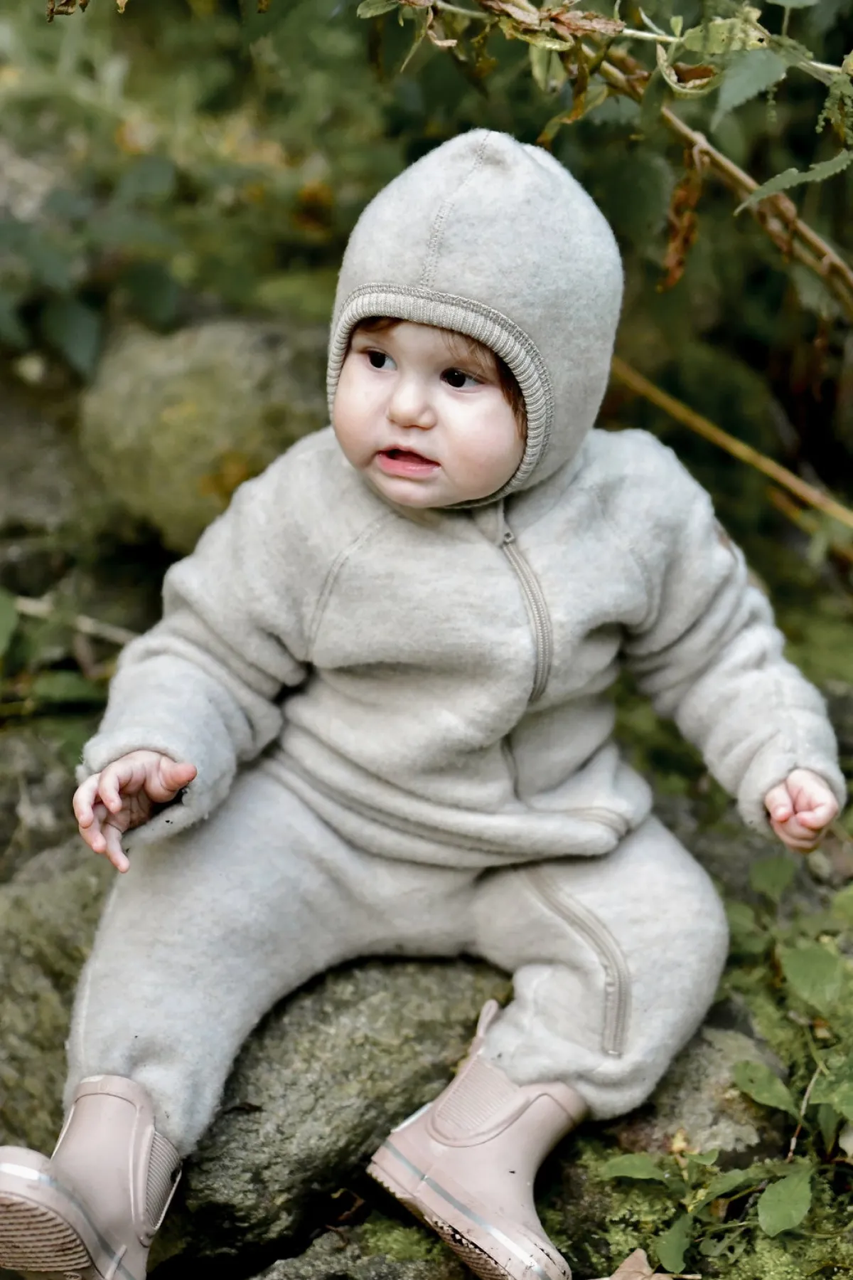 Børn MikkLine Heldragter|Uldtøj>Mikk-Line Ulddragt Merino, Melange Offwhite