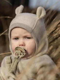 MikkLine Heldragter|Uldtøj*Mikk-Line Ulddragt Merinould med Ører, Melange Offwhite