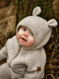 MikkLine Heldragter|Uldtøj*Mikk-Line Ulddragt Merinould med Ører, Melange Offwhite