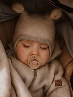 MikkLine Heldragter|Uldtøj*Mikk-Line Ulddragt Merinould med Ører, Melange Offwhite