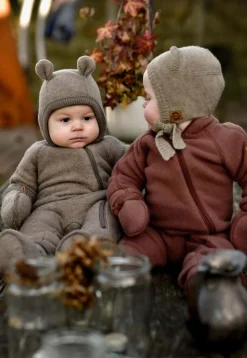 Børn MikkLine Heldragter|Uldtøj>Mikk-Line Ulddragt Merinould med Ører, Melange Denver