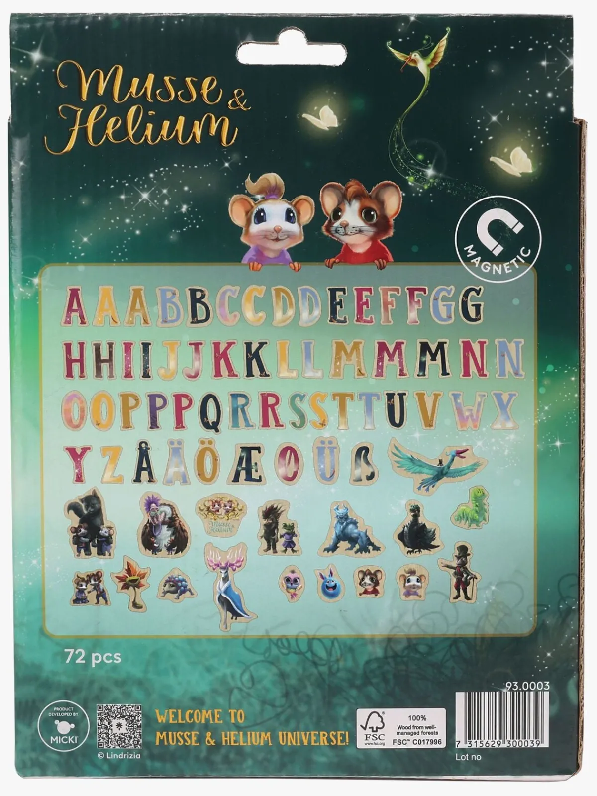 MusseHelium Interiør*Musse & Helium Magnetbogstaver og Figurer 72 Stk.
