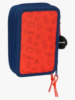 SuperMario Kreativt Legetøj>Nintendo Super Mario Penalhus med 3 Rum, Rød/Blå