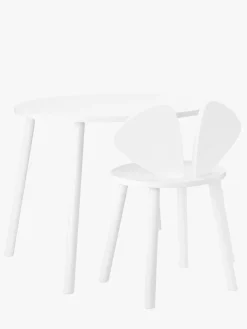 Børn Nofred Stol og Bord Mus, Hvid