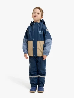 Børn Nordbjrn Nordbjörn Bergen Foret Regnsæt, Insignia Blue/White Pepper