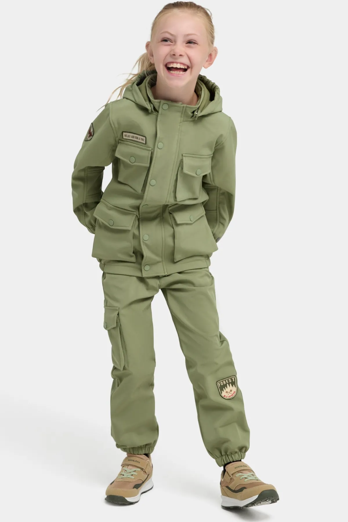 Børn Nordbjrn Nordbjörn Brokvarn Softshelljakke, Grøn