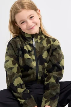 Børn Nordbjrn Fleecetøj>Nordbjørn Malö Fleecetrøje, Camo Splash Deep Lichen Green