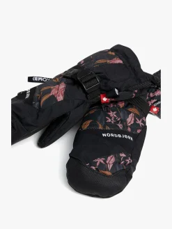 Nordbjrn Tilbehør|Vintertøj*Nordbjørn Valley Jr Vanter, Dark Floral Sort/Lyserød