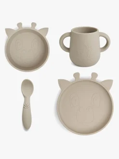 nuuroo Spisetid*Lykke Giraff Tallerkensæt 4-pak Silikone, Cobblestone Beige