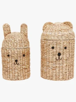 Børn OYOY Bear & Rabbit Opbevaringskurv 2-pak, Nature