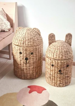 Børn OYOY Bear & Rabbit Opbevaringskurv 2-pak, Nature