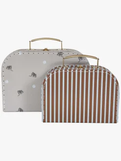 OYOY Opbevaring*Mini Suitcase Elephant & Stripe Opbevaringstaske, Pale Blue