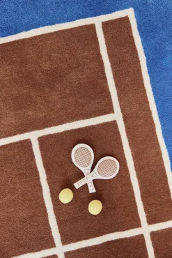 Børn OYOY Gulvtæpper>Tennis Gulvtæppe 88x150, Caramel/Optic Blue